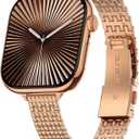 Slim Metal Bands Compatible with Apple Watch Band 38mm 40mm 41mm 42mm 44mm 45mm 46mm 49mm, iWatch Stainless Steel Bands Series 11 10 9 8 7 6 5 4 3 2 1 SE Ultra for Women