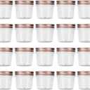 novelinks 4 oz Clear Plastic Jars with Rose Gold Lids  Small Round Refillable Storage Containers for Spices, Food, Crafts, and DIY Gifts  BPA-Free, Leakproof, 20 Pack