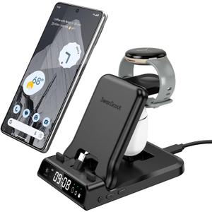3 in 1 USB C Charging Station for Google Pixel Watch 1 (Not for Watch 3/2), 701G, 25W Super Fast Wired Charger Stand for Pixel 9 Pro/9 Pro XL/9/8/7/6/5/4/3/2, Pixel Buds Pro/2/A-Series