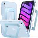 TORRAS Ostand K1 Guardian for iPad mini 7 A17 Pro Case, iPad mini 6 Case with Pencil Holder, Ultra Stable Stand, Multiple Adjustable Viewing Angles, Slim Protective Kickstand, iPad mini Case, Blue