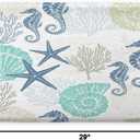 Beach Bathroom Rugs, Coral Ocean Themed Bath Mats for Bathroom, Tropical Starfish Seahorse Conch Bath Mats Rugs 17X29in