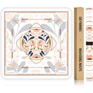 Deyimmei Neoprene Mahjong Mat for Table 31.5"x31.5" - Non-Slip, Noise Reduction Cover with Storage Pockets, American Rules & Crease-Free Rolled Shipping (Peach Blossom), 31.5" x 31.5" x 0.08"