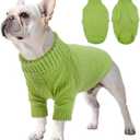 Kuoser Large Dog Sweater, Thick Warm Dog Sweaters for Large Dogs Male Female, Winter Fall Pet Kint Sweater Solid, Half Sleeve Turtleneck Sweaters Puppy Clothes Christmas Holiday, Green L (Large (Chest: 20.86"))
