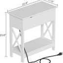 ChooChoo End Tables Living Room Set of 2, Side Table with Charging Station, White