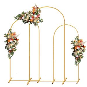 Metal Wedding Arch Backdrop Stand,3-Piece Gold Arch Backdrop Stand for Wedding Ceremony Bridal Party Birthday Party Balloon Arch Decoration(Gold)