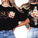 Jesus is The Light Shirt Floral Christian Shirt Women XL Black