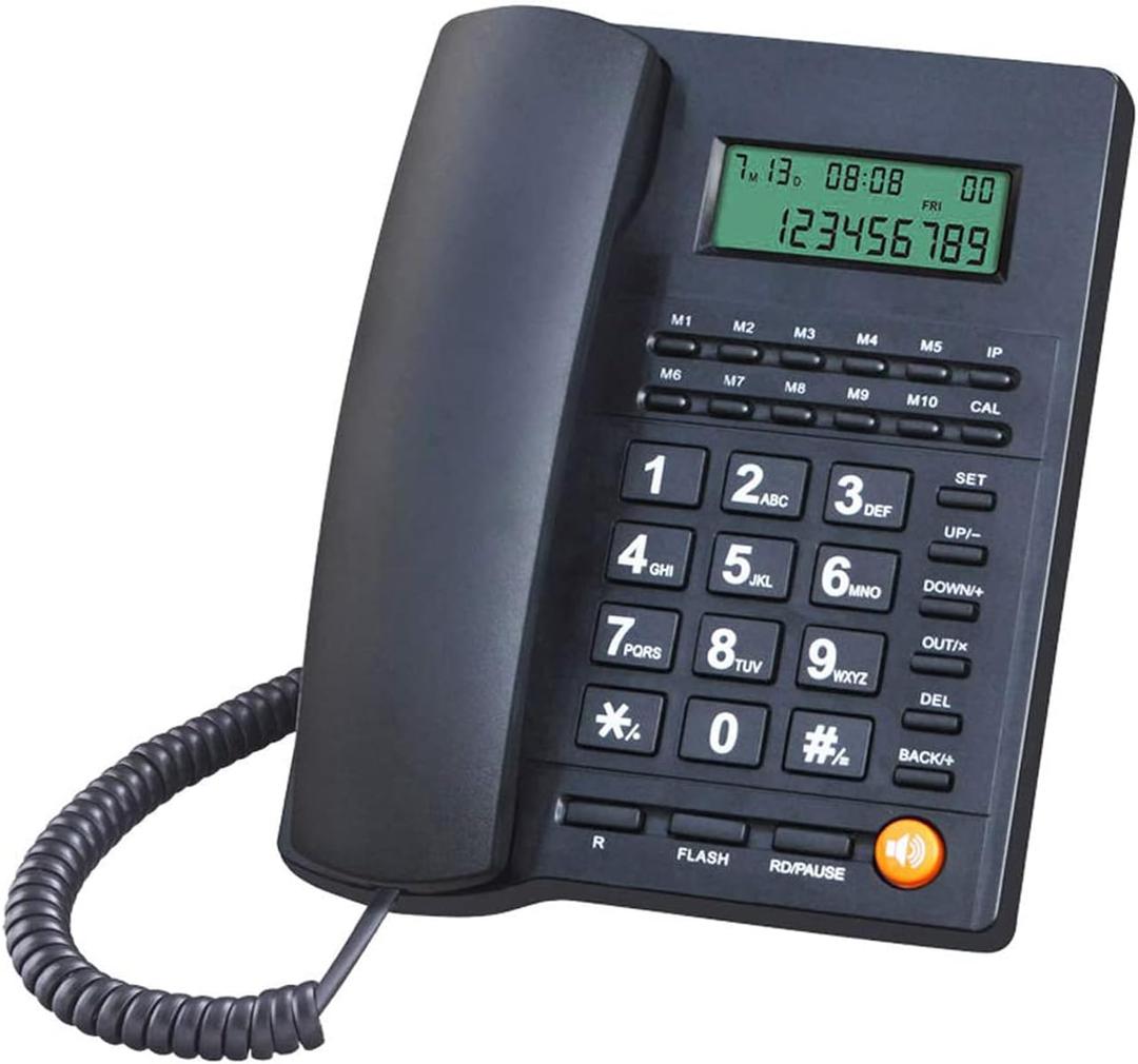 Corded Caller ID Telephone with Speaker for Home and Office, TelPal Wired Landline Telephone Set Simple Analog Desktop Hotel Telephones