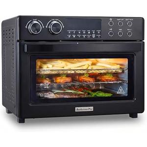28QT Air Fryer Toaster Oven Combo, Large 12-in-1 Convection Countertop Oven with Next-Gen HeatWave Convection, 3-Layer Cooking, Rotisserie for Chicken, Fits 11" Pizza, Full Accessories, Glitter Black