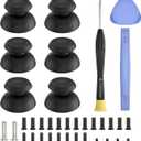 2 x RGEEK Thumbsticks Replacement for PS5 Controller, Analog Stick Joysticks Grip Caps with Repair Kit for PlayStation 5 Dualsense Controller, Black