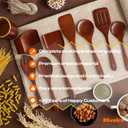 Riveira Set of 9 Premium Brown Bamboo Cooking Utensils - Bamboo Utensils for Cooking - Non-Toxic Utensils - Wooden Kitchen Set for Non-Stick Cookware