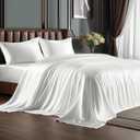 BEDELITE Satin Sheets Twin Size Bed Set, Luxury Soft White Silky Sheets for Hair and Skin, Similar to Silk Bed Sheets Set 3 Pieces with 1 Deep Pocket Fitted Sheet, 1 Flat Sheet, and 1 Pillowcase