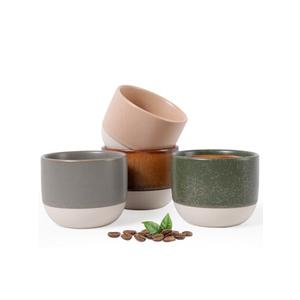 INGOFIN Ceramic Espresso Cup Set of 4-4.2 oz Espresso Cup for Coffee and Tea, Modern Porcelain Glazed Demitasse Cups, Microwave Dishwasher Safe Mugs, Suit for Espresso Machine, Mix
