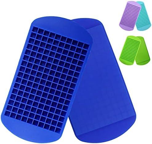 LeeYean Silicone Mini Ice Cube Trays 2 Pack, 160 Small Ice Cube Molds Easy Release Crushed Ice Cube for Chilling Whiskey Cocktail, BPA Free Flexible Stackable and Durable Soft Mold Storage Containers