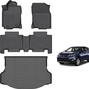 for Toyota RAV4 Floor Mats 2013 2014 2015 2016 2017 2018(LE/SE/XLE/Limited/Platinum/Adventure,AWD/FWD)(Not for Hybrid or Prime), TPE All Weather Car Floor Cargo Mat for Toyota RAV 4 Accessories