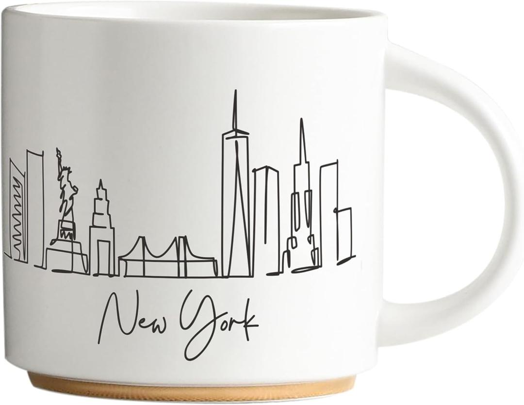 COLLECTIVE HOME - Skyline Ceramic Mug, Coffee Cup, Landscape Cups, 15 oz Tea Mugs, Elegant Personalized Mug with Gift Box, Luxurious Cups for Office and Home (New York)