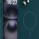 Magnetic for iPhone 16 Case, Compatible with MagSafe, Full Camera Protection, Military-Grade Protection 3.0mm Thicken Silicone Phone Cover for 16 6.1",Blackish Green