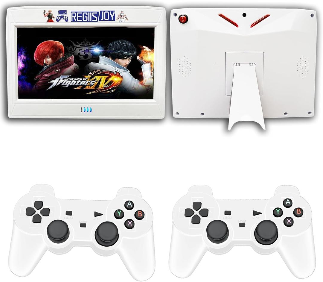 30000 in 1 Handheld Portable Arcade Game Console with HD Screen Mini Pandora Box 70S 2.4GHZ Wireless Controllers Search/Hide/Save/Load/Pause Games (White)