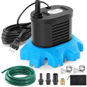 Pool Cover Pump, 850 GPH Water Pump for Pool Draining With 4 Hose Adapters, 23 FT Drain Hose, 25 FT Power Cord, Pool Cover Pumps Above Ground for Drainage of Pool Covers, Ponds and Tubs(Blue)