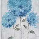 Yihui Arts Big Blue Flower Wall Art - Hand Painted Hydrangeas Painting on Canvas - Modern Farmhouse Bathroom Decor (36"L x 24"W)