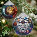 Stained Glass UFO and Alien Christmas Ornament - Holiday Home Decor - Tree Decoration - Gift Exchange Idea