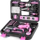 URASISTO Pink Household Tool Set with 3.6V USB Electric Screwdriver, 136 PCS Home Tool Kit with Cordless Lithium-ion Drill Driver, Hand Tool Kits for Women
