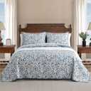 Tommy Bahama Quilt Set Reversible Cotton Bedding with Matchin Sham, All Season Home Decor, Twin, Cape Verde Smoke Grey/Blue (King)