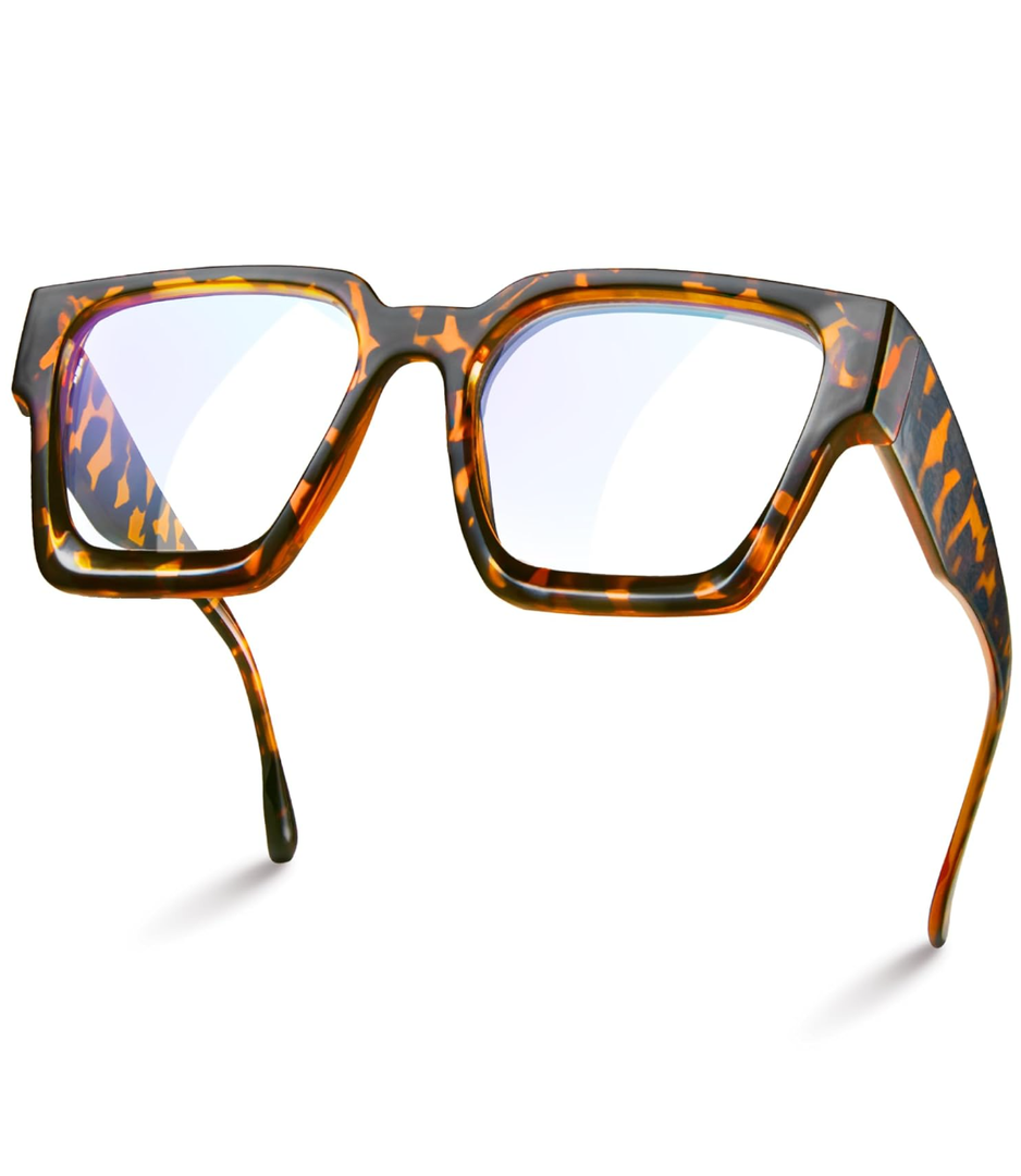 livho Oversized 99% Blue Light Glasses for Woman - Rectangle Fashion Glasses for Computer, Chic Preppy Frame - Anti Eyestrain