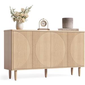 LITTLE TREE 59-Inch Buffet Cabinet Sideboard with Storage, Modern Sideboard Buffet Table with Doors for Living Room, Dining Room (Log Color)