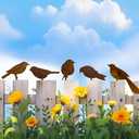 5PCS Rusty Metal Birds Decoration Bird Silhouette Statues Rusty Metal Yard Art Rustic Garden Outdoor Decor A