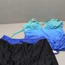 Yonique 2 Piece Swimsuits for Women Halter Tankini Top with Skirt Bottom Tummy Control Bathing Suit (X-Large, Blue Gradient)