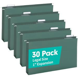 HERKKA Extra Capacity Hanging File Folders, 30 Pack Reinforced Legal Size Hanging Folders with Heavy Duty 1 Inch Expansion, Designed for Bulky Files, Medical Charts, Green