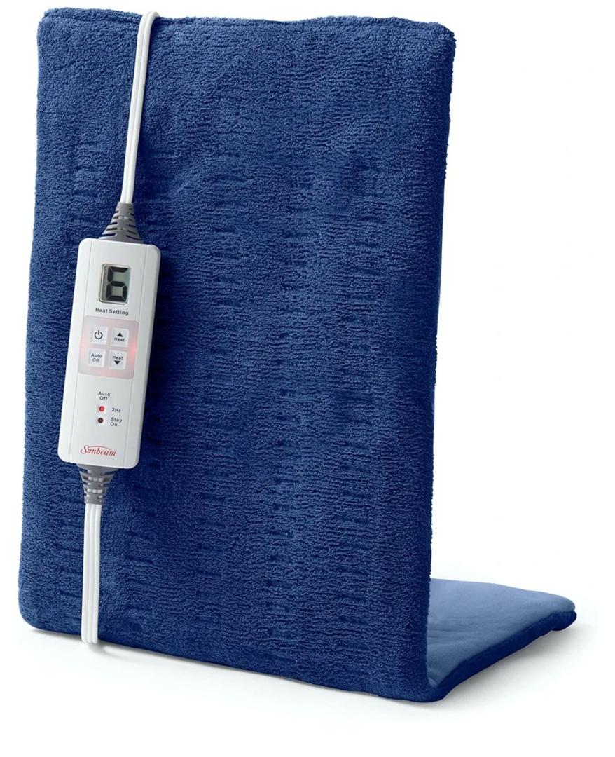 Sunbeam XL Heating Pad for Back Neck and Shoulder Pain Relief Auto Shut Off 6 Heat Settings Extra Large 12 x 24 Navy Ideal for Muscle Aches and Arthritis Pain