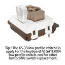 GATERON KS-33 Low Profile Chocolate Keyboard Switches, Tactile 55gf 3 Pin RGB LED Factory Pre-lubed for MX Mechanical Keyboard (110)
