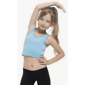 Geyoga 3 Pieces Girls Dance Tank Top Racerback Crop Top Sleeveless Dance Outfit for Ballet Hip Hop Athletic Wear (Blue/White/Pink)