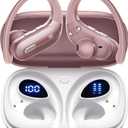 Wireless Earbuds Bluetooth 5.3 Headphones 90 Hrs Playtime Ear buds with Wireless Charging Case Power Display Over-ear Earphones with Earhooks Waterproof Stereo Headset for Android phone Workout Pink