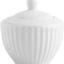 Sizikato White Porcelain Sugar Bowl with Lid, 7oz Sugar Cube Serving Bowl for Tea Coffee Milk