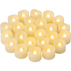 24 PCS LED Flameless Flickering Tea Lights Votive Candle Battery Operated/Electric Flicker LED Tealight Bulk Fake Candles for Halloween Christmas Wedding Party Decorations (Warm White)