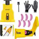 Universal Chainsaw Blade Sharpener, Chainsaw Teeth Sharpener, Portable Chainsaw Sharpener with 6 Fast Sharpening Stones, Chain Saw Sharpener Tool for 12/14/16/18/20/22 Inches Chain Saw Bar (Yellow)