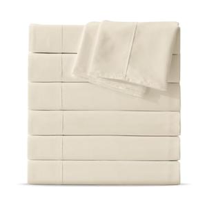 Maple&Stone Full Flat Sheet 6 Pack,Premium Soft & Breathable,Brushed Microfiber Fabric,Anti-Shrinkage & Non-Fading,Bulk Flat Sheets Only Full Size (Cream White)
