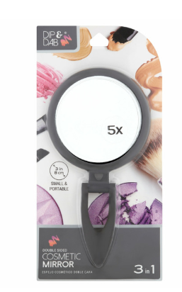 Jacent Dib & Dab 3-in-1, Double Sided 5X Magnification Face Mirror, 3 Inch Diameter - 2 Pack