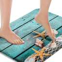 Britimes Bath Mat for Bathroom, Beach Seashells Starfish Sand Washable Cover Floor Rug Carpets Floor Mat Bathroom Decorations 20x32 Inches for Kitchen Bedroom Indoor
