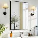 Sunniry Bathroom Vanity Mirror, Black Bathroom Mirror 16x24 inch, Wall Mirrors with Aluminum Metal Frame for Vanity, Bathroom, Nursery, Baby Room