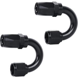 LokoCar 8AN Hose End Fitting 180 Degree Swivel For CPE Braided Hose Black 2Pcs