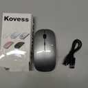 Kovess Wireless Bluetooth Mouse for Mac Air MacBook Pro Laptop PC Pad Optical Rechargeable Silent Mouse with Jiggler Mode Dual Mode Switch Bluetooth 5.2/3.0 and 2.4G USB-A & USB-C Receiver Gray