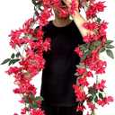 5.9 Ft Artificial Bougainvillea Flowers Garland Silk Bougainvillea Vines Faux Long Bougainvillea Vines for Wedding Arch Wall Decorations Centerpieces Table Runner (Fuchsia - Pack of 2)