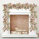 Riceshoot 4 Pcs Thanksgiving Fall Maple Leaves Garland 6 ft Hanging White Cream Neutral Autumn Fall Garland Table Decoration for Mantel Fireplace Porch Front Door Christmas Home Decor