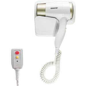 Wall Mounted Hair Dryer for Bathroom - 110V Professional Blow Dryer with Fast Drying Salon Motor, Heavy Duty Wall Mount Hairdryer with Stand Rack, Includes Screws+Adhesive