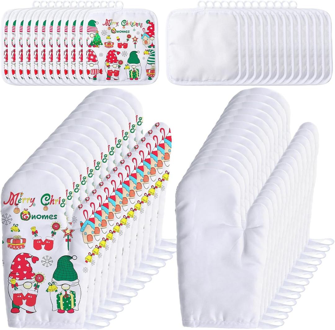 Patelai 50 Pieces Blank Sublimation Oven Mitts Set Include Blank Sublimation Heat Resistance Oven Gloves and Pot Holders for DIY Kitchen Dining Room Accessories Patelai 50 Pieces Blank Sublimation Oven Mitts Set Include Blank Sublimation Heat Resistance Oven Gloves and Pot Holders for DIY Kitchen Dining Room Accessories