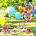 2Pack Rainbow Number 8 Balloon, 40 Inch Large Colorful Foil Number Balloons Eight Balloons for 8th Birthday, Huge Mylar Numbers 8 Year Old Birthday Party Supplies Balloons