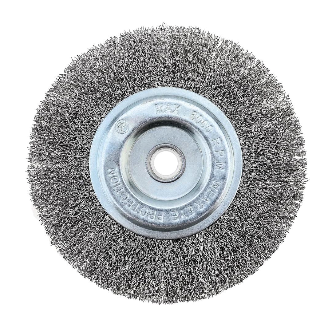 6 Inch Wire Wheel for Bench Grinder with 5/8 Inch High Carbon Bench Wire Wheel Brush 0.012-Inch Coarse